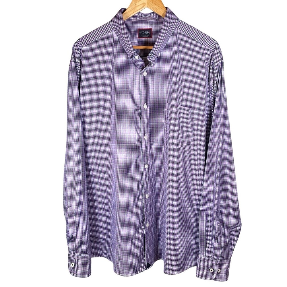 UNTUCKit Men's‎ 3XL Performance Purple Checkered Shirt Stretch Long Sleeve XXXL